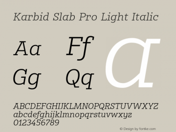 Karbid Slab Pro Light Italic Version 7.60图片样张