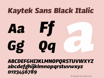 Kaytek Sans Black Italic Version 1.00, build 6, s3图片样张