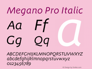 MeganoPro-Italic Version 7.504; 2012; Build 1022图片样张