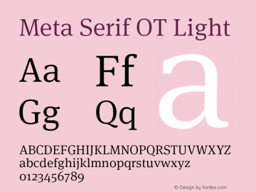 Meta Serif OT Light Version 7.600, build 1030, FoPs, FL 5.04图片样张