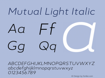 Mutual Light Italic Version 1.00图片样张