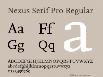 Nexus Serif Pro Version 7.600, build 1027, FoPs, FL 5.04图片样张