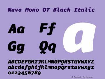 NuvoMonoOT-BlackItalic Version 7.504; 2011; Build 1020图片样张