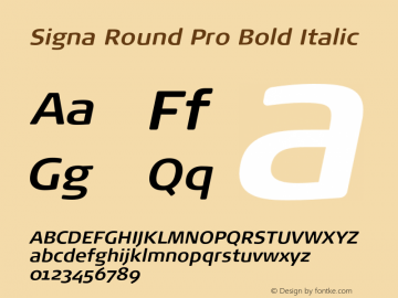 Signa Round Pro Bold Italic Version 7.504; 2017; Build 1031图片样张