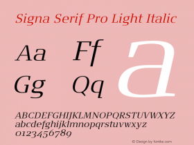 SignaSerifPro-LightIta Version 7.504; 2006; Build 1024图片样张