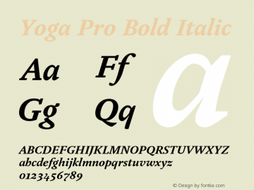 Yoga Pro Bold Italic Version 7.600, build 1028, FoPs, FL 5.04图片样张