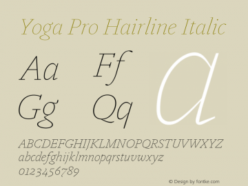 Yoga Pro Hairline Italic Version 7.600, build 1028, FoPs, FL 5.04图片样张