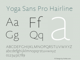 Yoga Sans Pro Hairline Version 7.600, build 1028, FoPs, FL 5.04图片样张