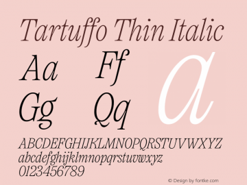 Tartuffo Thin Italic Version 1.000图片样张