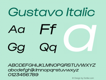 Gustavo Italic Version 1.000;hotconv 1.0.109;makeotfexe 2.5.65596图片样张