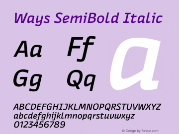 Ways SemiBold Italic Version 1.000;FEAKit 1.0图片样张