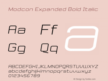 Modcon Expanded Bold Italic Version 1.002 | FøM Fix图片样张