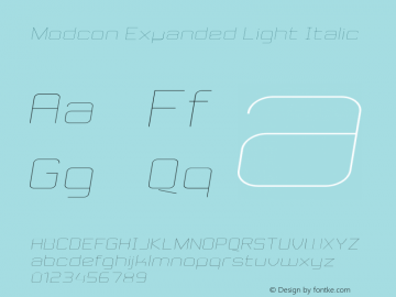 Modcon Expanded Light Italic Version 1.002 | FøM Fix图片样张