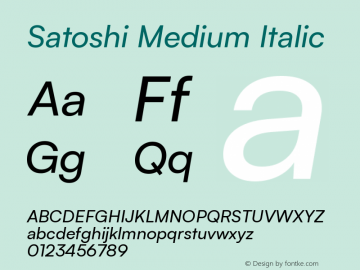 Satoshi Medium Italic Version 2.000图片样张