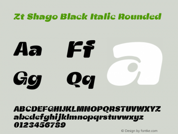 ZtShago-BlackItalicRounded Version 1.000图片样张
