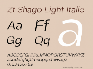 ZtShago-LightItalic Version 1.000图片样张