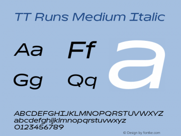 TT Runs Medium Italic Version 1.000;hotconv 1.0.109;makeotfexe 2.5.65596图片样张