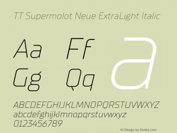 TT Supermolot Neue ExtraLight Italic Version 2.000.04082021图片样张
