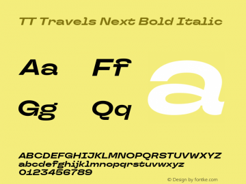 TT Travels Next Bold Italic Version 1.100.08102021图片样张