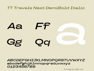 TT Travels Next DemiBold Italic Version 1.100.08102021图片样张