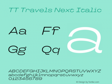TT Travels Next Italic Version 1.000.28062021图片样张