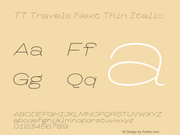 TT Travels Next Thin Italic Version 1.000.28062021图片样张