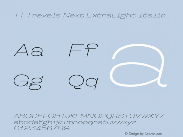 TT Travels Next ExtraLight Italic Version 1.000.28062021图片样张