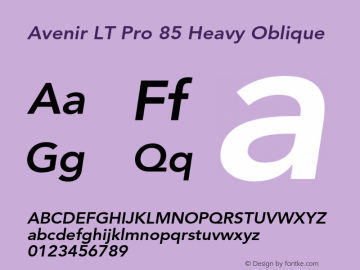 Avenir LT Pro 55 Roman Bold Italic Version 1.00 Build 1000图片样张