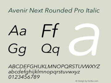 AvenirNextRoundedPro-Italic Version 2.00图片样张