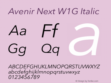AvenirNextW1G-Italic Version 2.003, build 10, s3图片样张