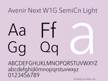 Avenir Next W1G SemiCn Light Version 1.00图片样张