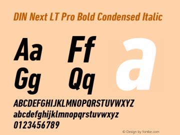 DIN Next LT Pro Bold Condensed Italic Version 1.000图片样张