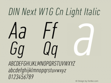 DIN Next W1G Cn Light Italic Version 1.00图片样张