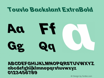 Touvlo Backslant ExtraBold Version 1.00图片样张