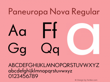 Paneuropa Nova Regular Version 1.001;PS 001.001;hotconv 1.0.88;makeotf.lib2.5.64775图片样张