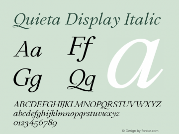 Quieta Display Italic Version 1.000;hotconv 1.0.109;makeotfexe 2.5.65596图片样张