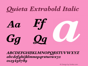 Quieta Extrabold Italic Version 1.000;hotconv 1.0.109;makeotfexe 2.5.65596图片样张