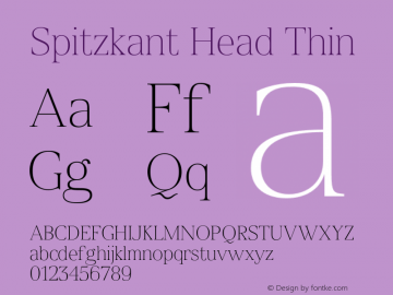 Spitzkant Head Thin Version 1.000;hotconv 1.0.109;makeotfexe 2.5.65596图片样张