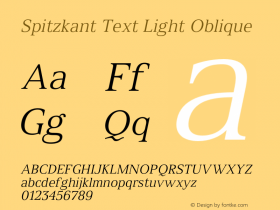 Spitzkant Text Light Oblique Version 1.000;hotconv 1.0.109;makeotfexe 2.5.65596图片样张