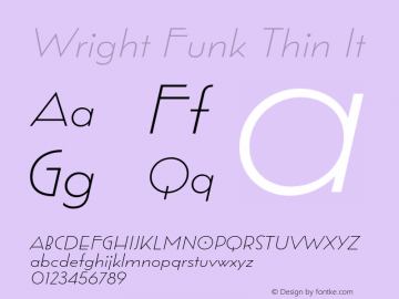 Wright Funk Thin It Version 1.000;hotconv 1.0.109;makeotfexe 2.5.65596图片样张