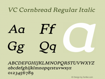 VC Cornbread Regular Italic Version 1.007;FEAKit 1.0图片样张