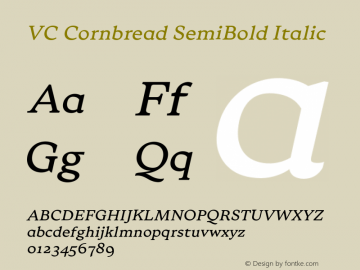 VC Cornbread SemiBold Italic Version 1.007;FEAKit 1.0图片样张