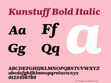 Kunstuff Bold Italic Version 1.002;PS 1.2;hotconv 1.0.88;makeotf.lib2.5.647800图片样张
