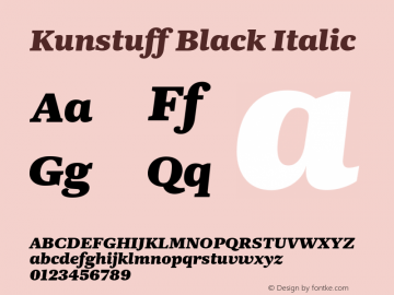 Kunstuff Black Italic Version 1.002;PS 1.2;hotconv 1.0.88;makeotf.lib2.5.647800图片样张