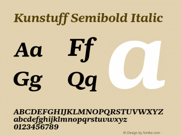 Kunstuff Semibold Italic Version 1.002;PS 1.2;hotconv 1.0.88;makeotf.lib2.5.647800图片样张