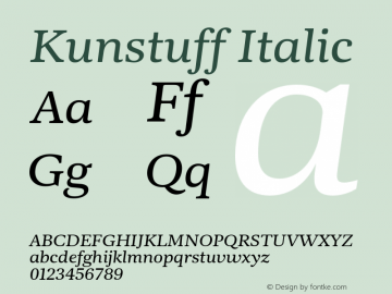 Kunstuff Italic Version 1.002;PS 1.2;hotconv 1.0.88;makeotf.lib2.5.647800图片样张