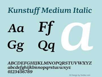 Kunstuff Medium Italic Version 1.002;PS 1.2;hotconv 1.0.88;makeotf.lib2.5.647800图片样张