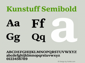 Kunstuff Semibold Version 1.002;PS 1.2;hotconv 1.0.88;makeotf.lib2.5.647800图片样张