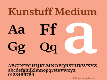 Kunstuff Medium Version 1.002;PS 1.2;hotconv 1.0.88;makeotf.lib2.5.647800图片样张