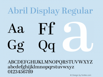 Abril Display Regular Version 1.000;com.myfonts.easy.type-together.abril.display-regular.wfkit2.version.3Gpo图片样张